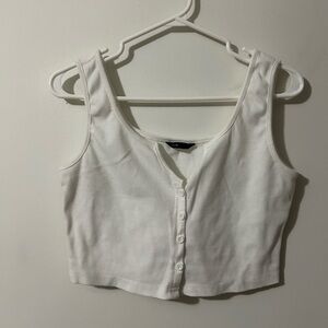 Shein White  Button Up Cropped Tank Top
